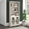 Lennox Farmhouse 5 Shelf Bookcase with Glass Doors by Bush Furniture
