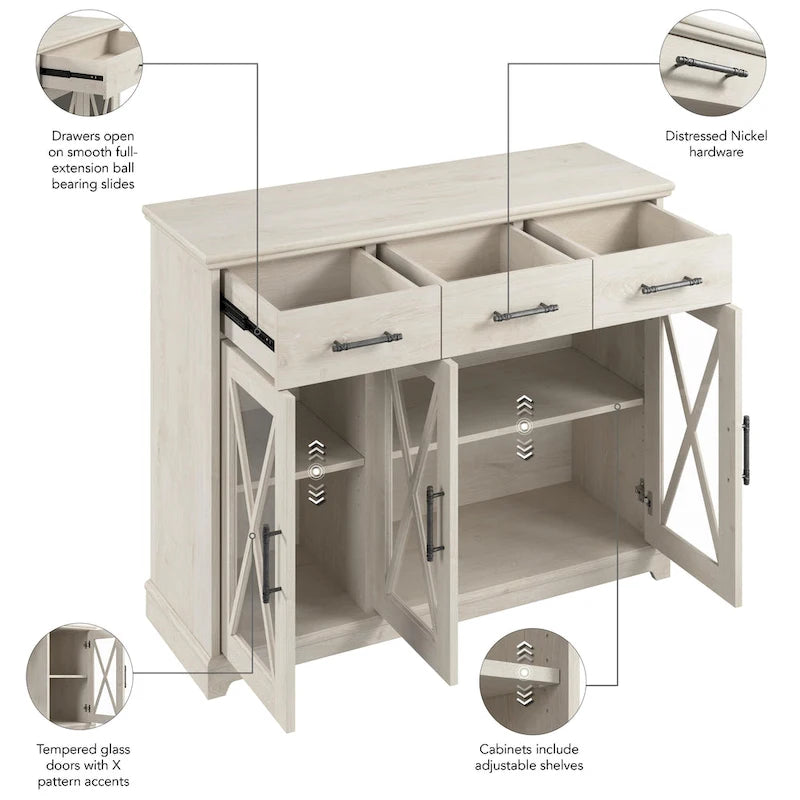 Lennox 46W Sideboard Buffet Cabinet with Drawers by Bush Furniture