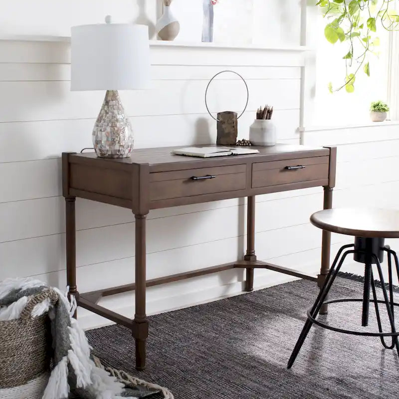 SAFAVIEH Zennure White Washed Grey Writing Desk