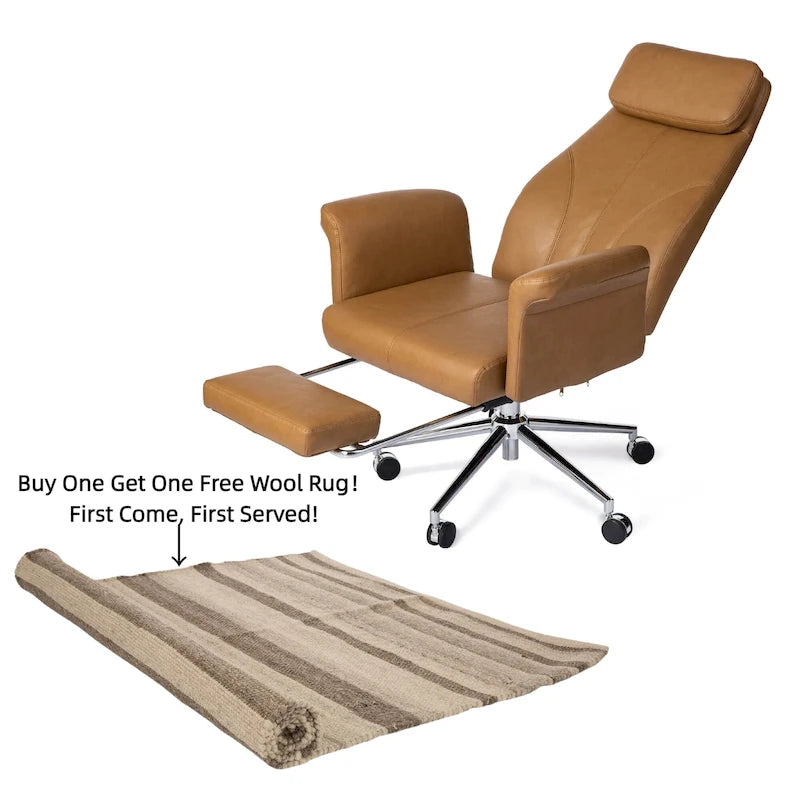 Glitzhome 49H Modern Adjustable Swivel High Back Ergonomic Office Chair with Armrest and Extendable Footrest