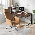 Glitzhome 49H Modern Adjustable Swivel High Back Ergonomic Office Chair with Armrest and Extendable Footrest