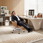 Glitzhome 49H Modern Adjustable Swivel High Back Ergonomic Office Chair with Armrest and Extendable Footrest