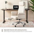 Glitzhome 49H Modern Adjustable Swivel High Back Ergonomic Office Chair with Armrest and Extendable Footrest