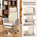 Glitzhome 49H Modern Adjustable Swivel High Back Ergonomic Office Chair with Armrest and Extendable Footrest