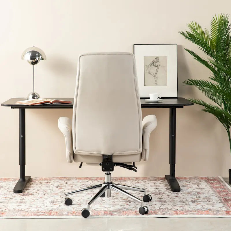 Glitzhome 49H Modern Adjustable Swivel High Back Ergonomic Office Chair with Armrest and Extendable Footrest