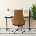 Glitzhome 49H Modern Adjustable Swivel High Back Ergonomic Office Chair with Armrest and Extendable Footrest