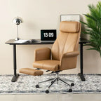 Glitzhome 49H Modern Adjustable Swivel High Back Ergonomic Office Chair with Armrest and Extendable Footrest