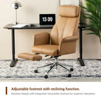 Glitzhome 49H Modern Adjustable Swivel High Back Ergonomic Office Chair with Armrest and Extendable Footrest