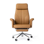 Glitzhome 49H Modern Adjustable Swivel High Back Ergonomic Office Chair with Armrest and Extendable Footrest