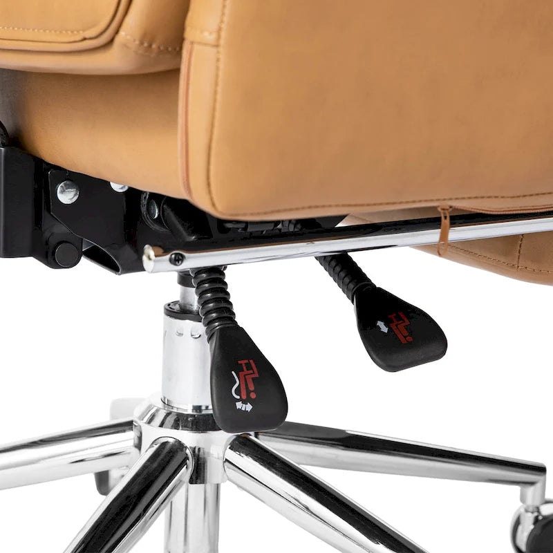 Glitzhome 49H Modern Adjustable Swivel High Back Ergonomic Office Chair with Armrest and Extendable Footrest