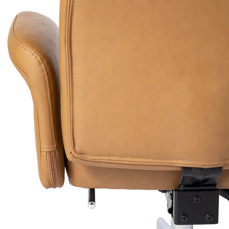 Glitzhome 49H Modern Adjustable Swivel High Back Ergonomic Office Chair with Armrest and Extendable Footrest