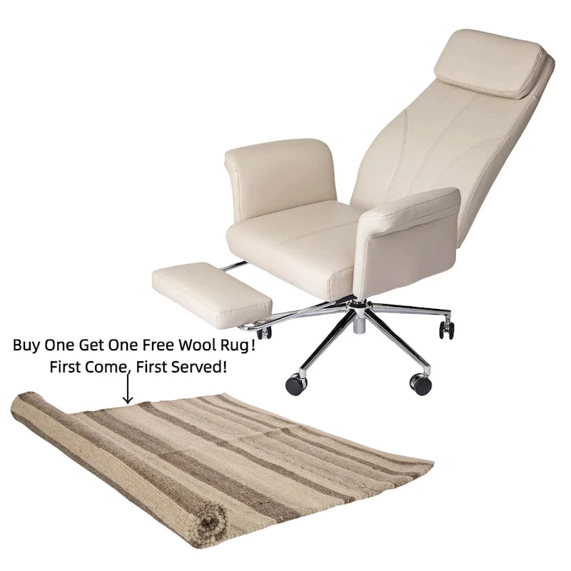 Glitzhome 49H Modern Adjustable Swivel High Back Ergonomic Office Chair with Armrest and Extendable Footrest