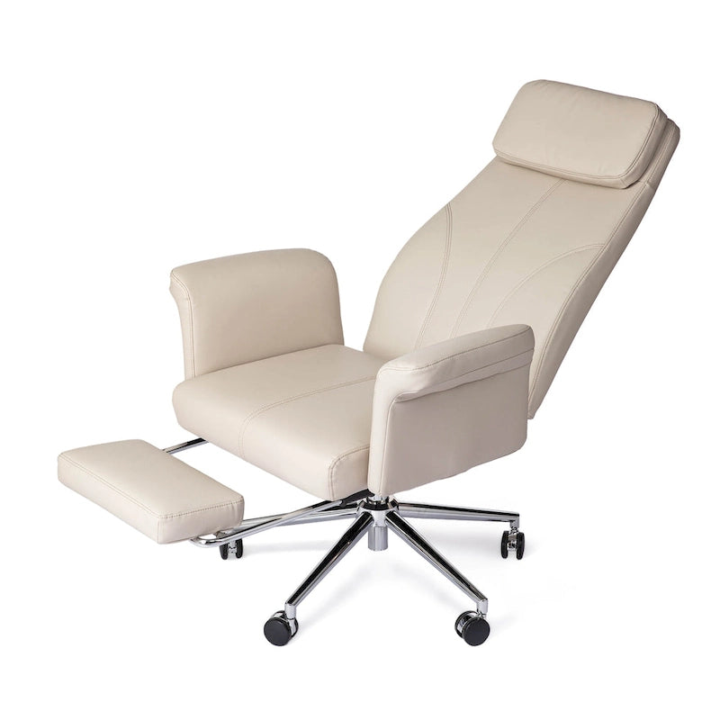 Glitzhome 49H Modern Adjustable Swivel High Back Ergonomic Office Chair with Armrest and Extendable Footrest