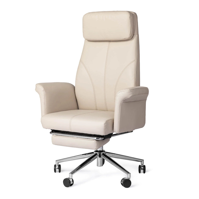 Glitzhome 49H Modern Adjustable Swivel High Back Ergonomic Office Chair with Armrest and Extendable Footrest