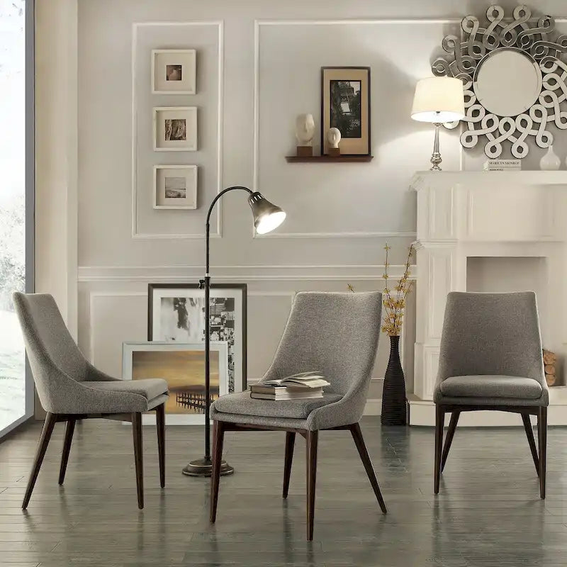 Sasha Mid-century Grey Fabric Upholstered Tapered Leg Dining Chairs (Set of 2) iNSPIRE Q Modern