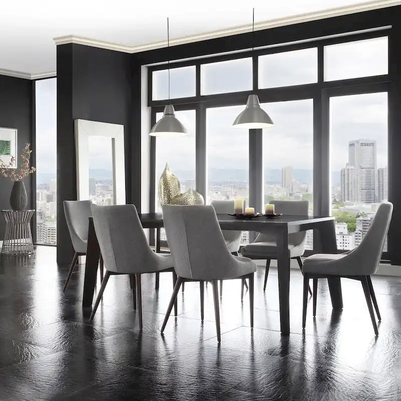 Sasha Mid-century Grey Fabric Upholstered Tapered Leg Dining Chairs (Set of 2) iNSPIRE Q Modern