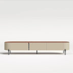 86.6 Leather TV Stand, Modern Entertainment Center with 3 Drawers