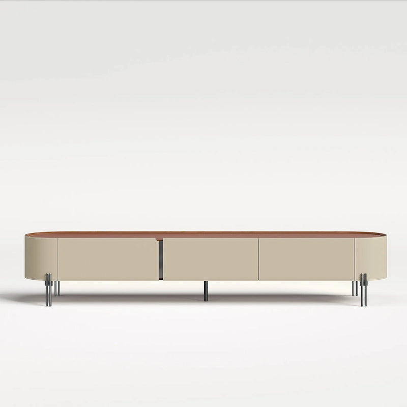 86.6 Leather TV Stand, Modern Entertainment Center with 3 Drawers