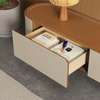 86.6 Leather TV Stand, Modern Entertainment Center with 3 Drawers