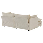 3-Piece Modular Chenille Upholstered L-Shaped Sectional Sofa with Ottoman
