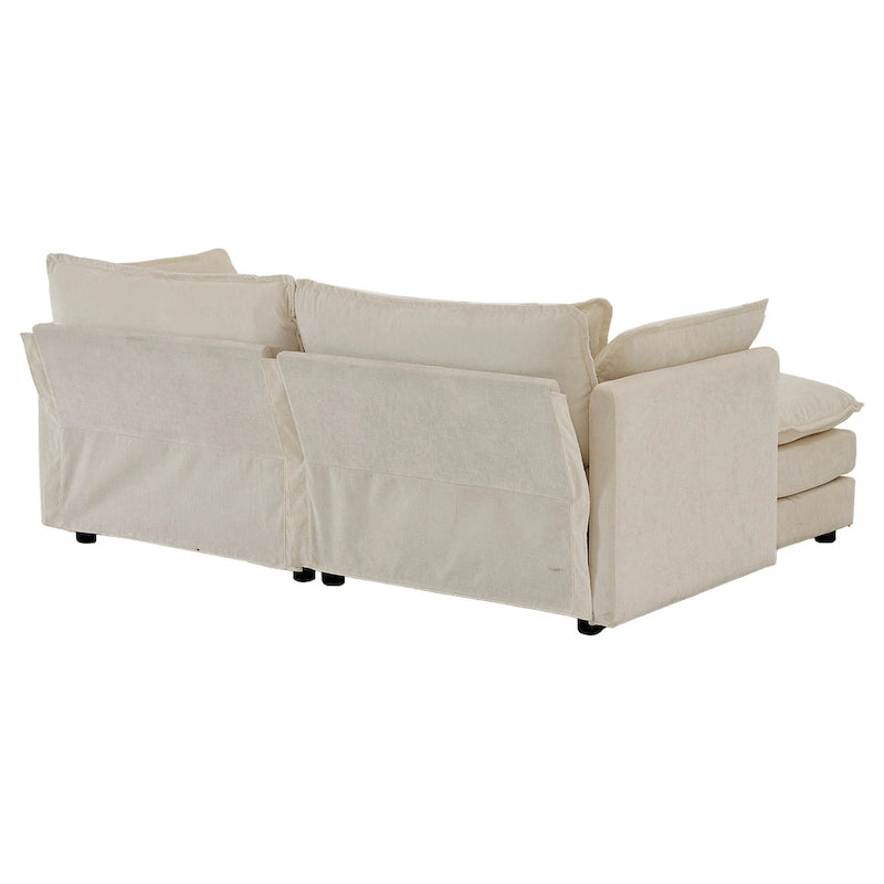 3-Piece Modular Chenille Upholstered L-Shaped Sectional Sofa with Ottoman