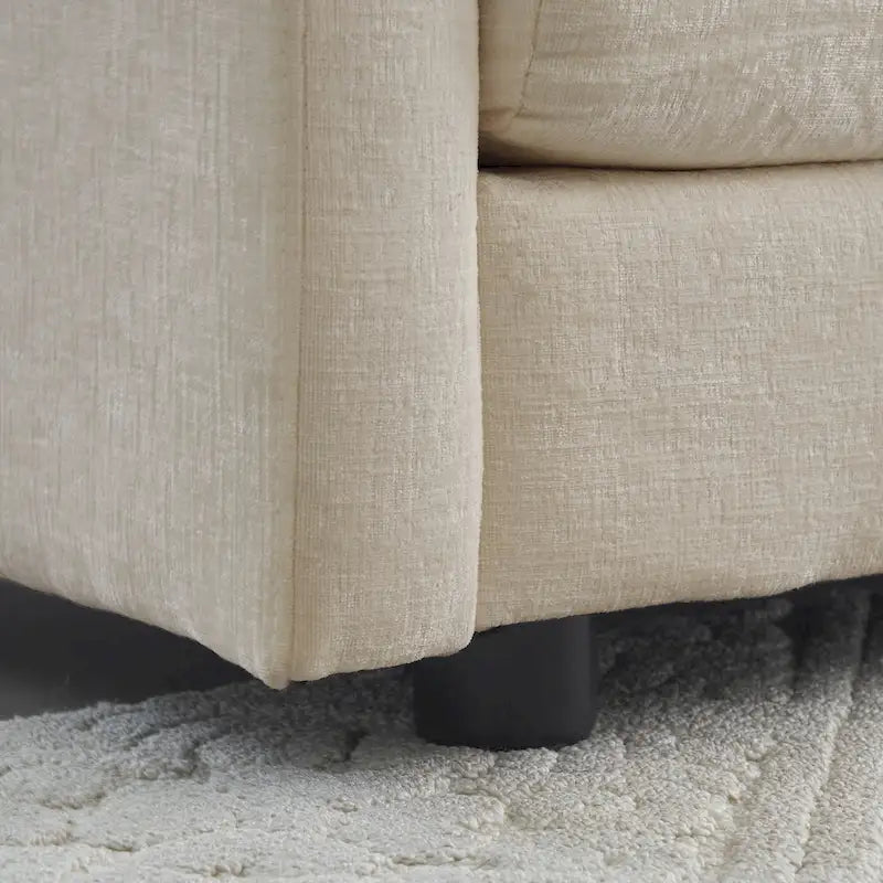 3-Piece Modular Chenille Upholstered L-Shaped Sectional Sofa with Ottoman