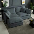 3-Piece Modular Chenille Upholstered L-Shaped Sectional Sofa with Ottoman