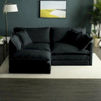 3-Piece Modular Chenille Upholstered L-Shaped Sectional Sofa with Ottoman