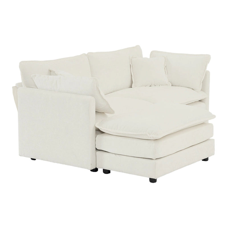 3-Piece Modular Chenille Upholstered L-Shaped Sectional Sofa with Ottoman
