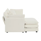 3-Piece Modular Chenille Upholstered L-Shaped Sectional Sofa with Ottoman