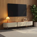 78.7 Leather TV Stand, Modern Entertainment Center with 3 Drawers