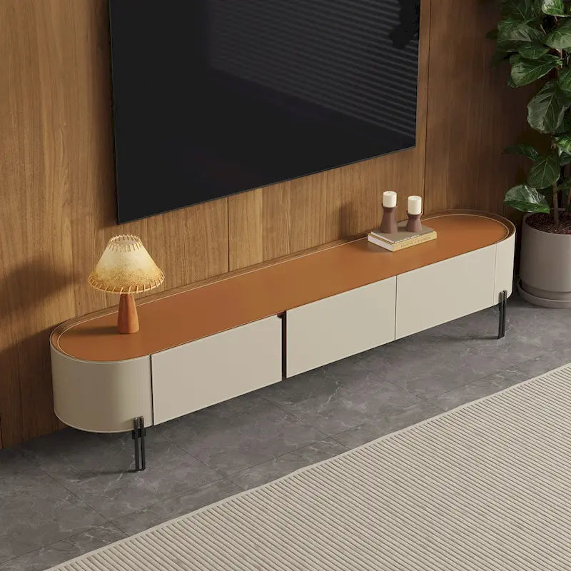 78.7 Leather TV Stand, Modern Entertainment Center with 3 Drawers