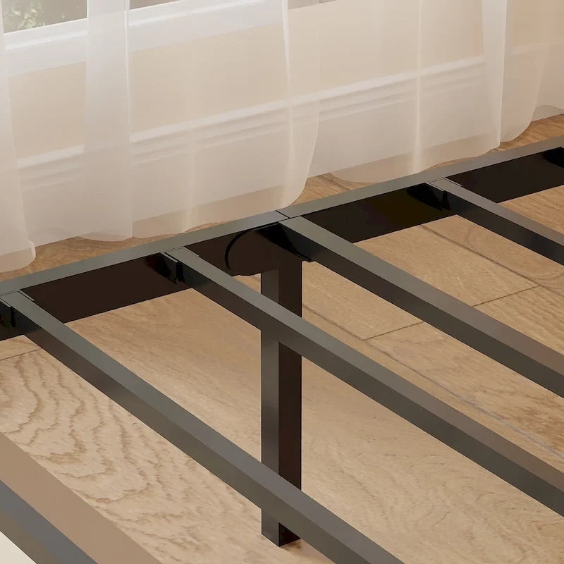 Javlergo Elegant Iron Queen Bed Frame with MDF Headboard & Footboard - Modern Industrial Style