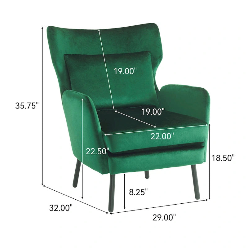 Stylish Wing Back Velvet Accent Chair by Christopher Knight Home