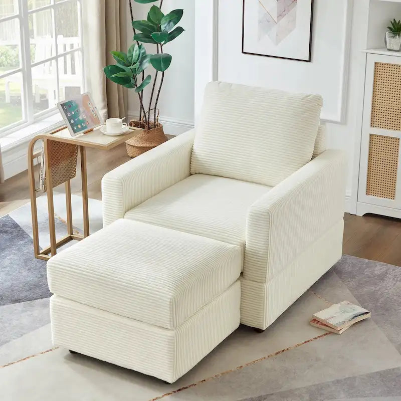 GDFStudio Classic Corduroy Club Chair with Ottoman
