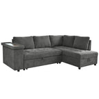 Christopher Knight Home-Miranda Convertible Polyester Sectional Sofa with Storage and Reversible Tray