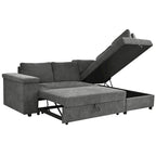 Christopher Knight Home-Miranda Convertible Polyester Sectional Sofa with Storage and Reversible Tray