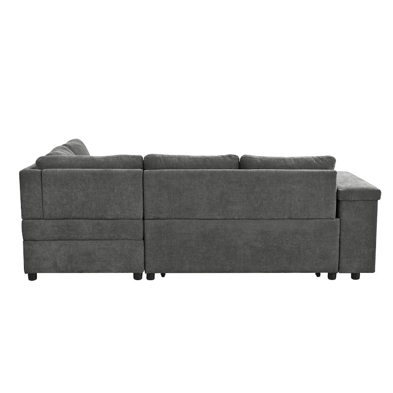 Christopher Knight Home-Miranda Convertible Polyester Sectional Sofa with Storage and Reversible Tray