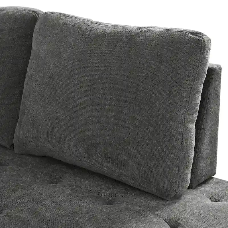Christopher Knight Home-Miranda Convertible Polyester Sectional Sofa with Storage and Reversible Tray