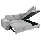 Christopher Knight Home-Miranda Convertible Polyester Sectional Sofa with Storage and Reversible Tray