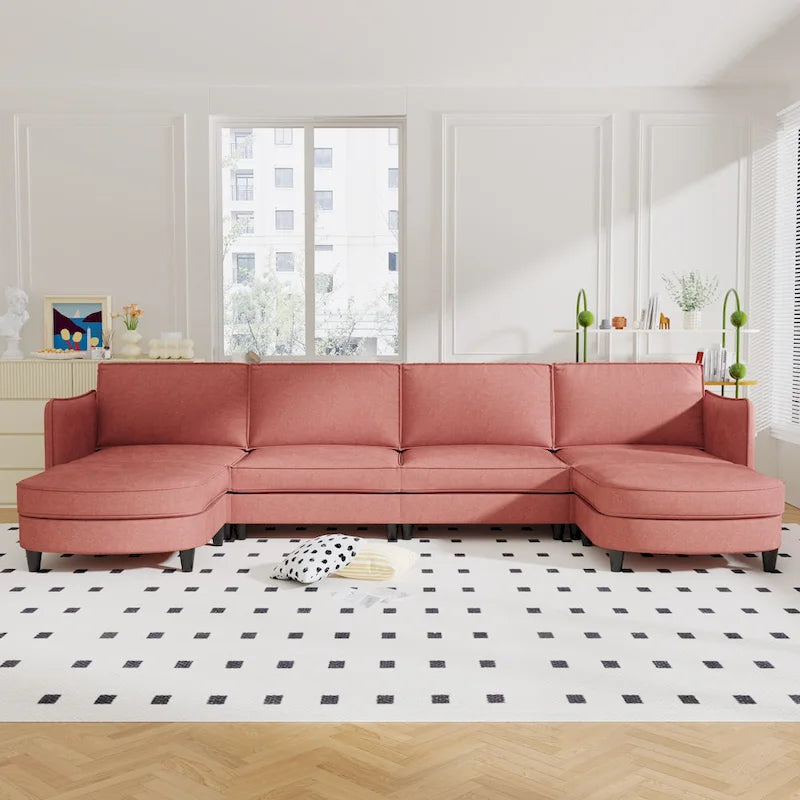 Christopher Knight Home - Benjamin Grand 6-Seater U-Shaped Sofa with Movable Ottoman and Convenient Storage Pockets