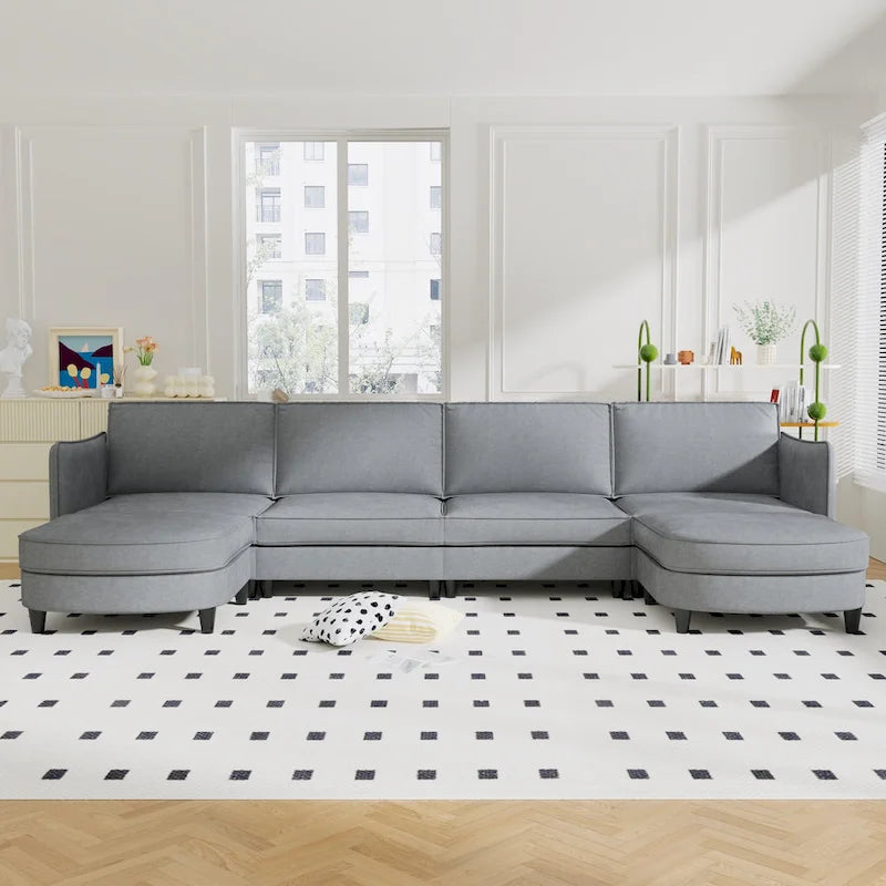 Christopher Knight Home - Benjamin Grand 6-Seater U-Shaped Sofa with Movable Ottoman and Convenient Storage Pockets