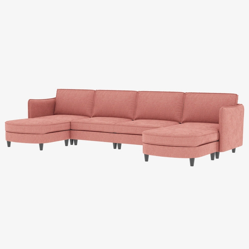 Christopher Knight Home - Benjamin Grand 6-Seater U-Shaped Sofa with Movable Ottoman and Convenient Storage Pockets
