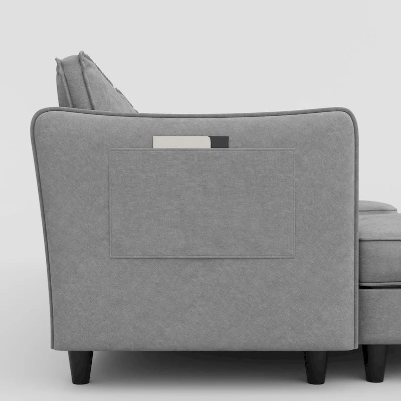 Christopher Knight Home - Benjamin Grand 6-Seater U-Shaped Sofa with Movable Ottoman and Convenient Storage Pockets
