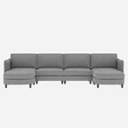 Christopher Knight Home - Benjamin Grand 6-Seater U-Shaped Sofa with Movable Ottoman and Convenient Storage Pockets