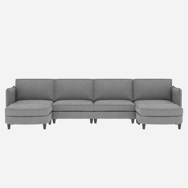 Christopher Knight Home - Benjamin Grand 6-Seater U-Shaped Sofa with Movable Ottoman and Convenient Storage Pockets