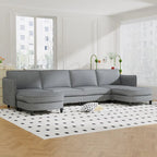 Christopher Knight Home - Benjamin Grand 6-Seater U-Shaped Sofa with Movable Ottoman and Convenient Storage Pockets