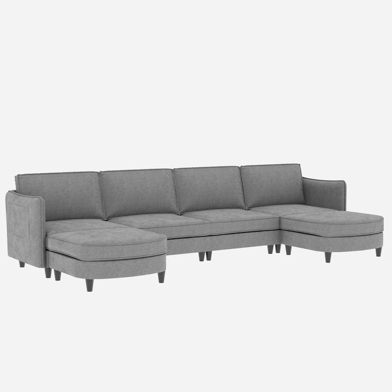 Christopher Knight Home - Benjamin Grand 6-Seater U-Shaped Sofa with Movable Ottoman and Convenient Storage Pockets