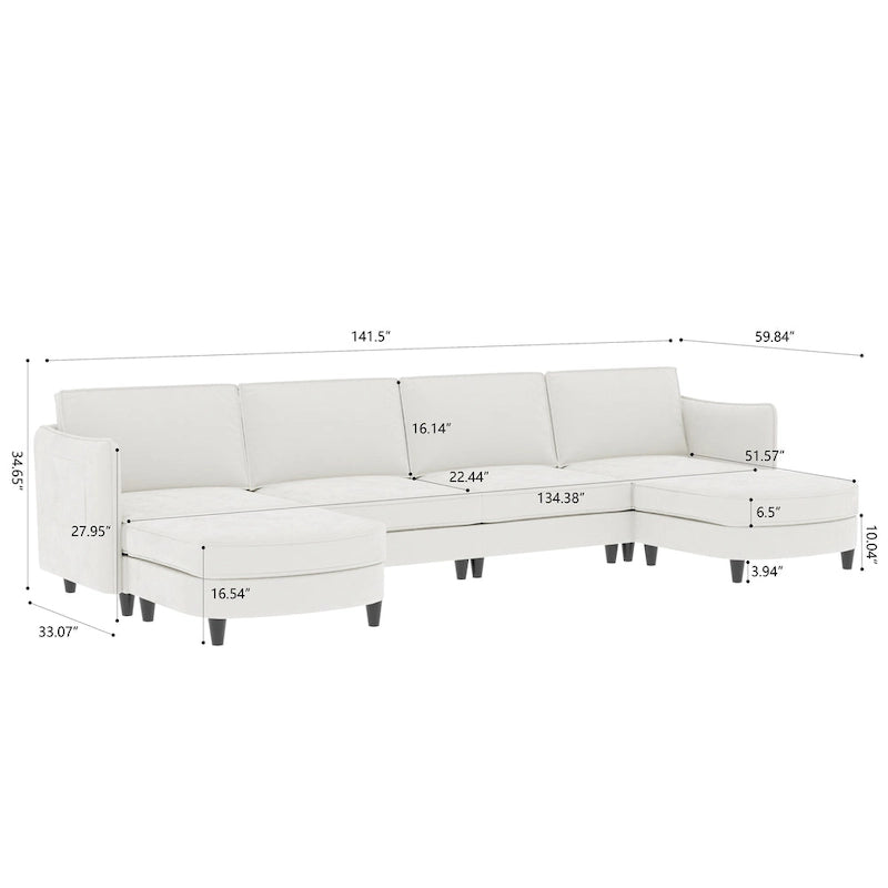 Christopher Knight Home - Benjamin Grand 6-Seater U-Shaped Sofa with Movable Ottoman and Convenient Storage Pockets