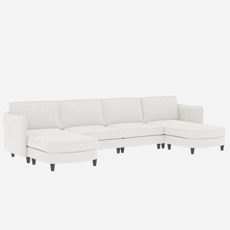 Christopher Knight Home - Benjamin Grand 6-Seater U-Shaped Sofa with Movable Ottoman and Convenient Storage Pockets